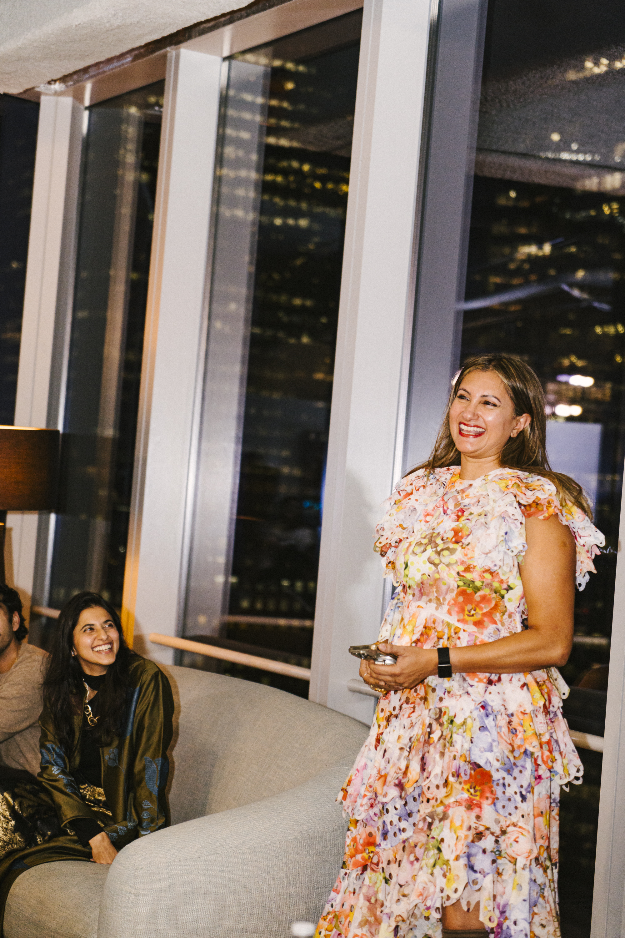 Bhargavi Varma laughing at the Brown Girl Angels SickKids fundraiser in New York.
