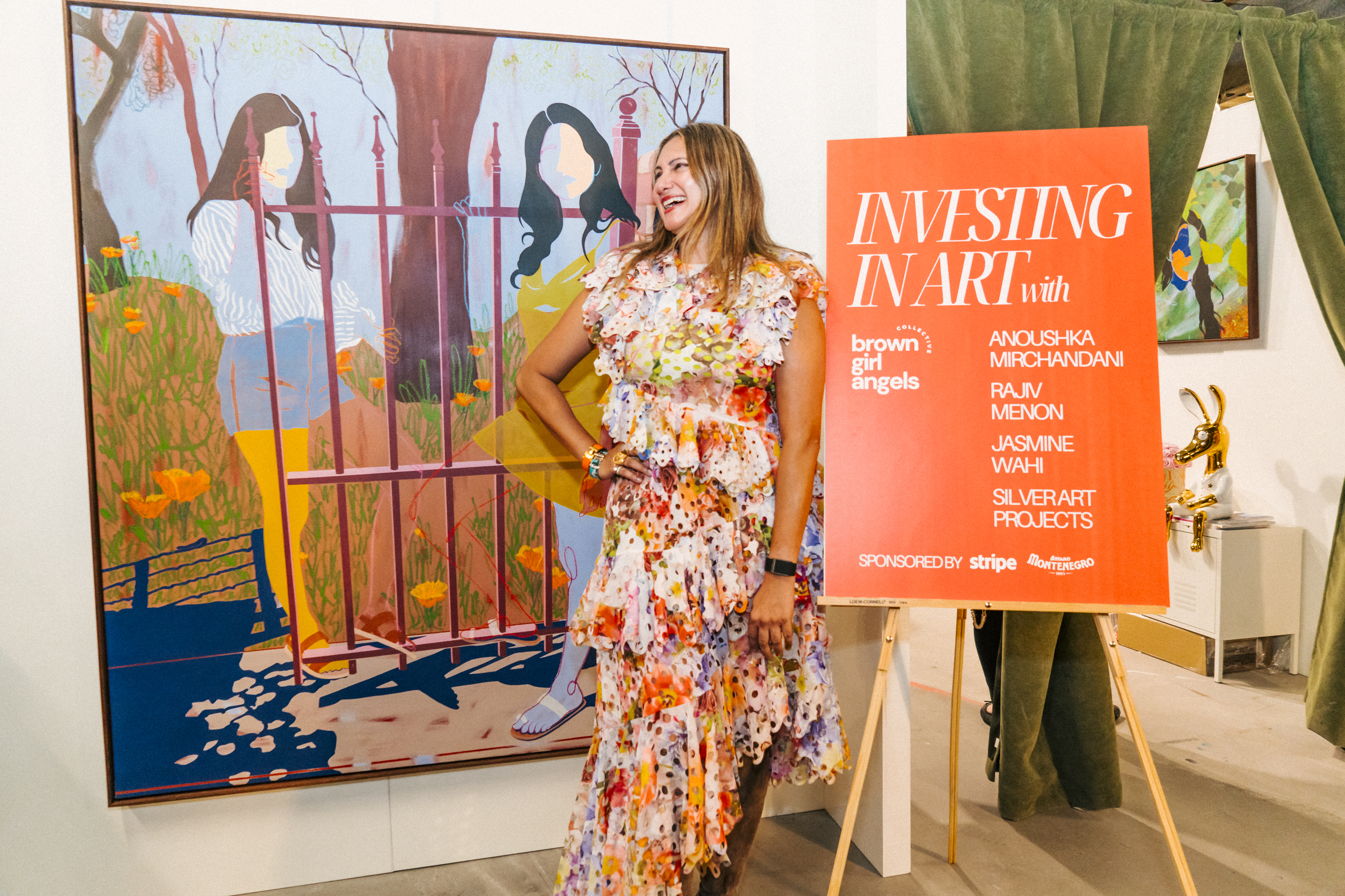 Bhargavi at Brown Girls Investing in Art during NYC Tech Week — alongside the featured painting